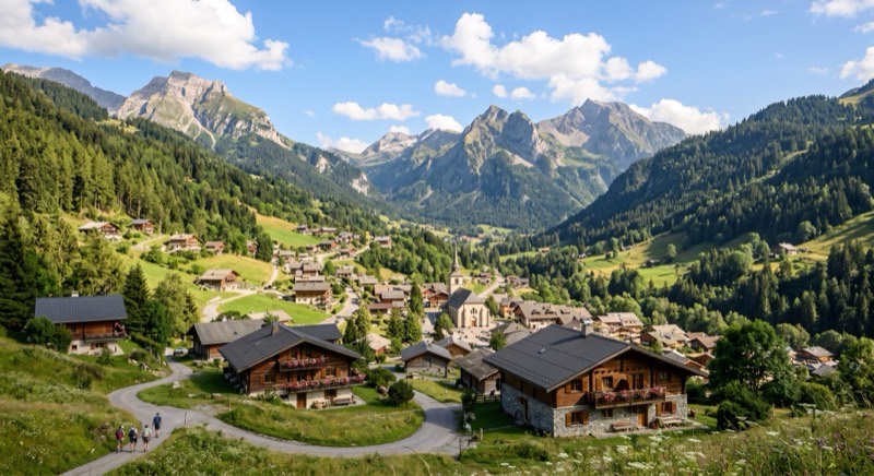 Le village de Châtel et la Vallée d'Abondance en été